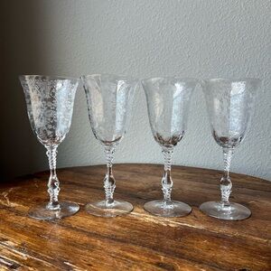 Cambridge Tall Crystal Water Goblets Rosepoint Clear and Portia Clear Patterns